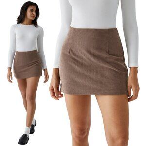 HALARA High Waist 2 In 1 Brown Corduroy Mini Skirt Various Sizes NWT